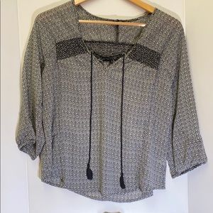 AE Smocked Chiffon Peasant Top